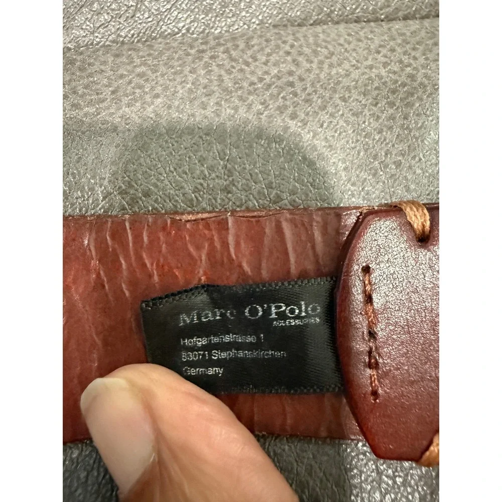 Marc O'Polo‎ Enno(B7) Burgundy Genuine Leather Belt Size 95 Silver Buckle Mens